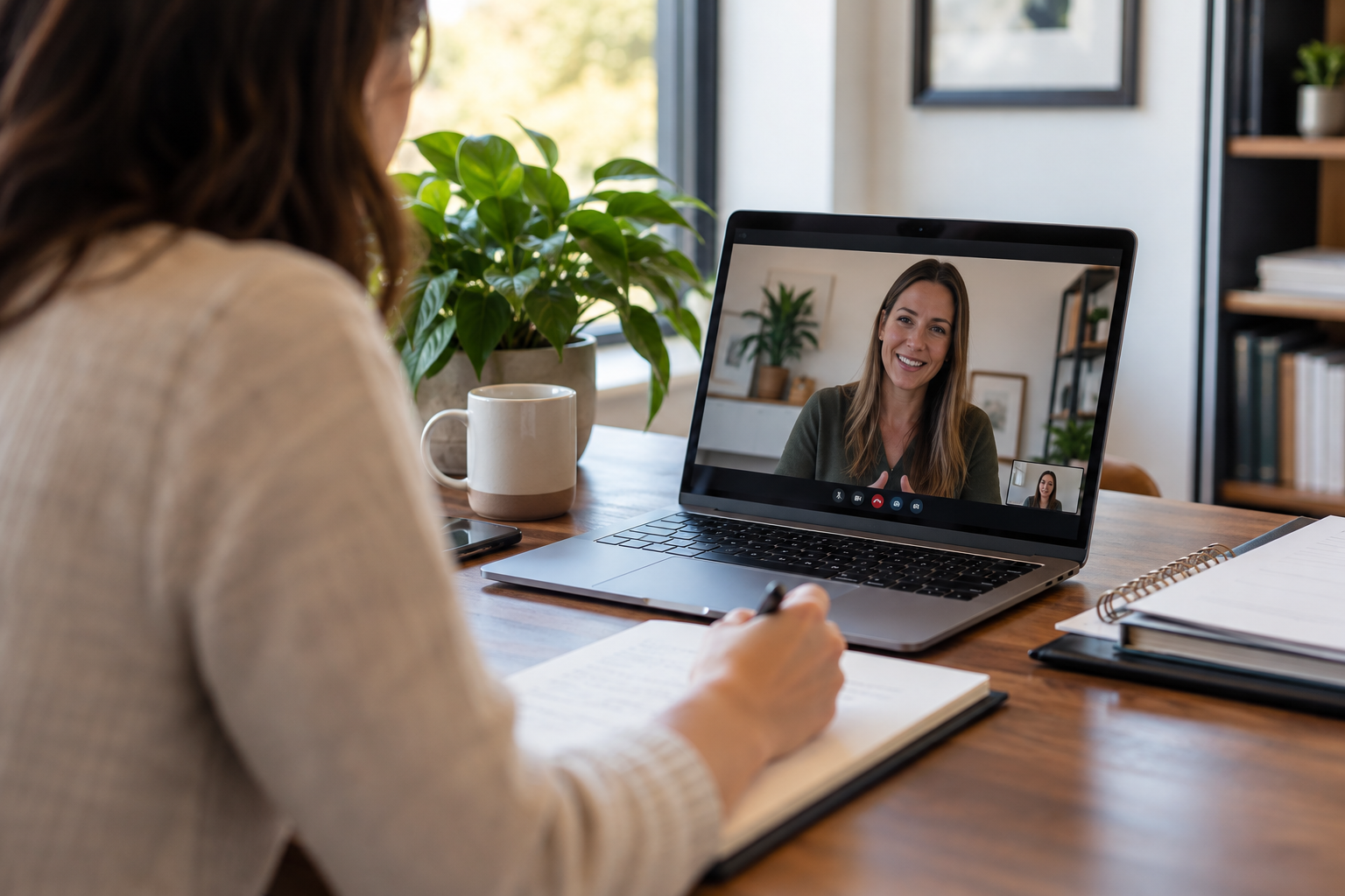 Professional online consulting meeting focused on business needs and next steps